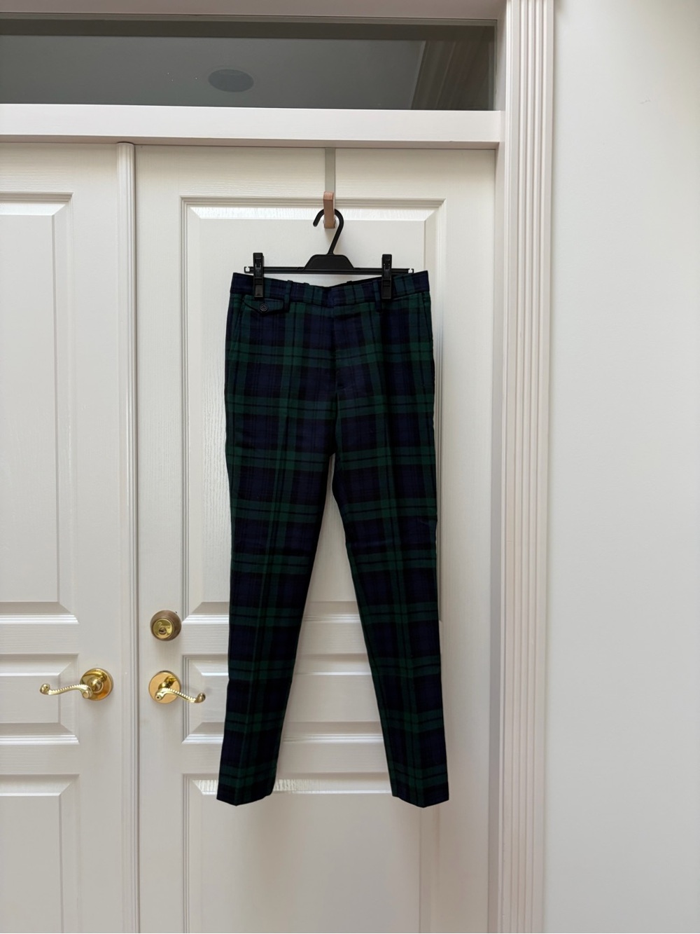 Burberry Green & Navy Plaid wool Dress Pants